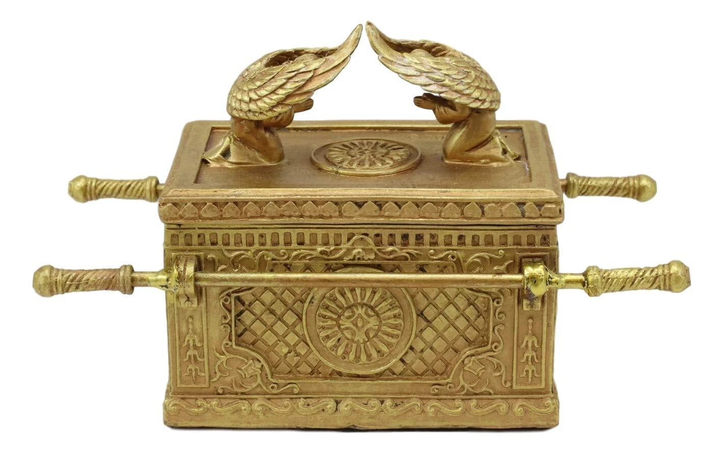 Matte Gold Ark Of The Covenant Model With Contents Figurine Decorative Box 1:16-7