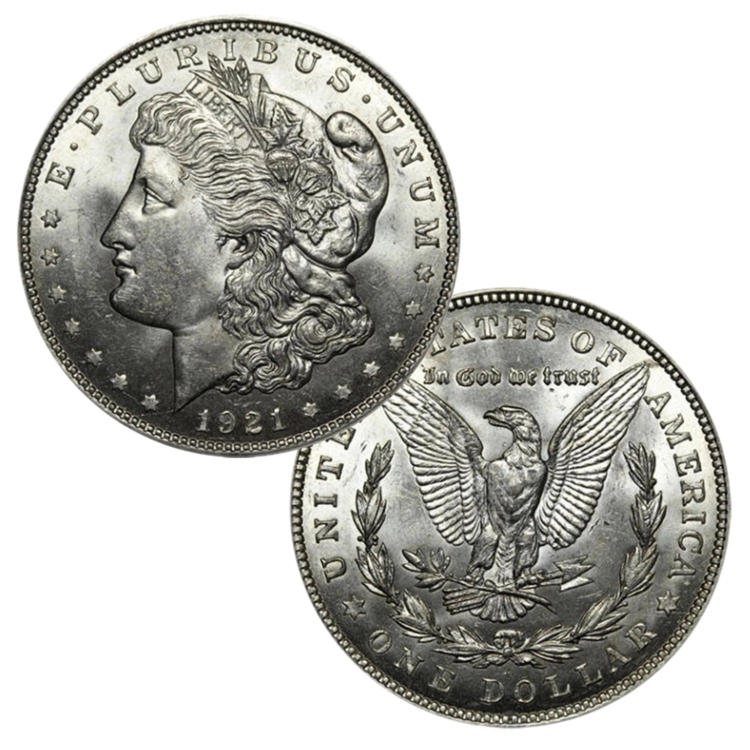 1921 90% Silver Morgan Dollar Brilliant Uncirculated-1