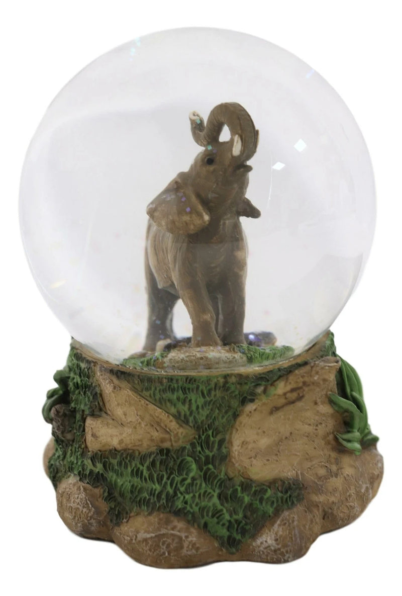 Safari Grasslands Savanna African Bush Elephant Glitter Water Globe Figurine-3