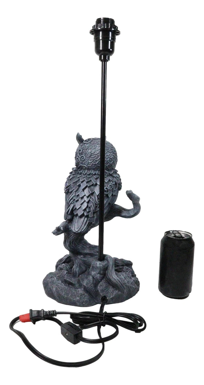 Wisdom of The Woods Mystical Bejeweled Owl Perching On Tree Branch Table Lamp-3