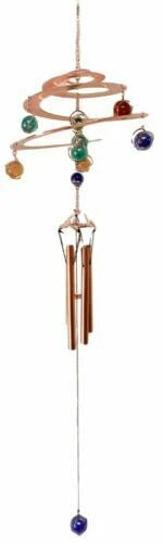 Gift Spiral Galaxy Copper Metal Wind Chime With Colorful Marbles-1