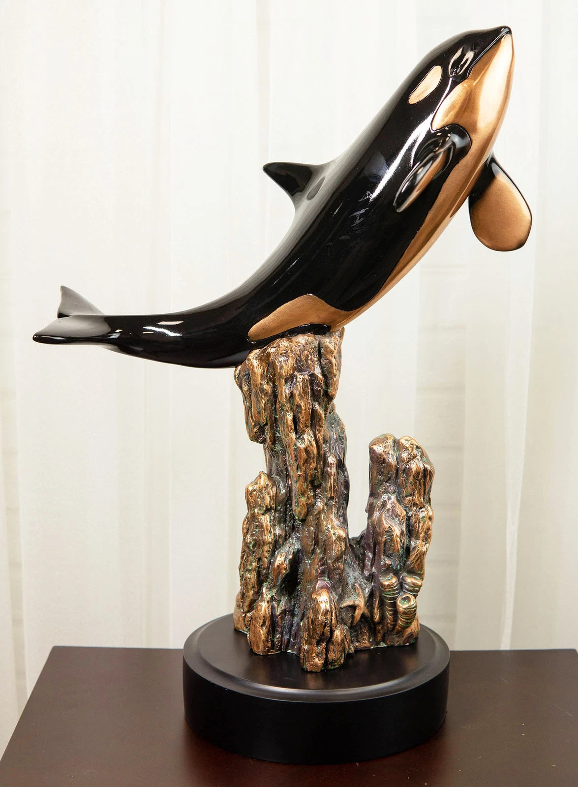 Large Nautical Marine Sea Orca Killer Whale Swimming By Coral Reefs Statue