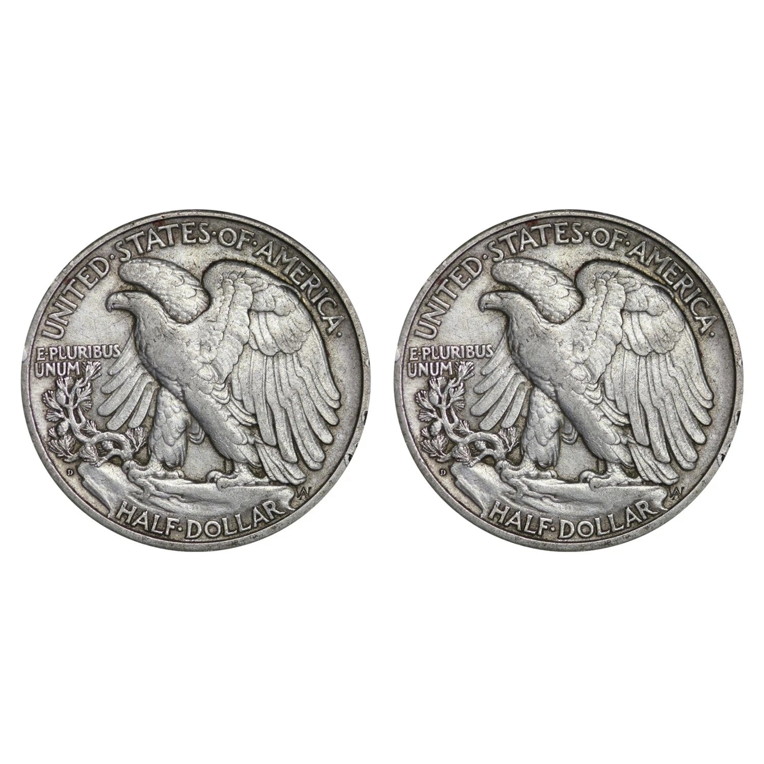 $1 Face - 90% Silver Walking Liberty Half Dollar Circulated (Two Coins)-3