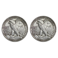 $1 Face - 90% Silver Walking Liberty Half Dollar Circulated (Two Coins)-3