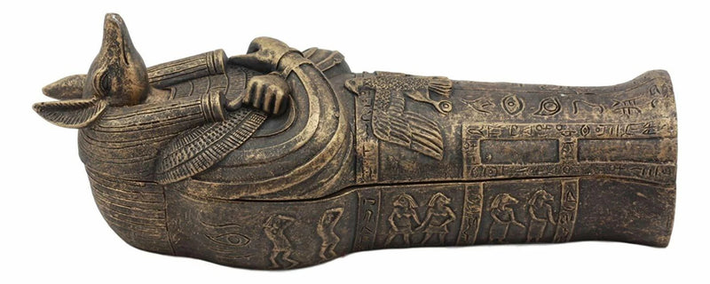 Egyptian Sarcophagus Box with Mummy Figurine 5.25" L-5