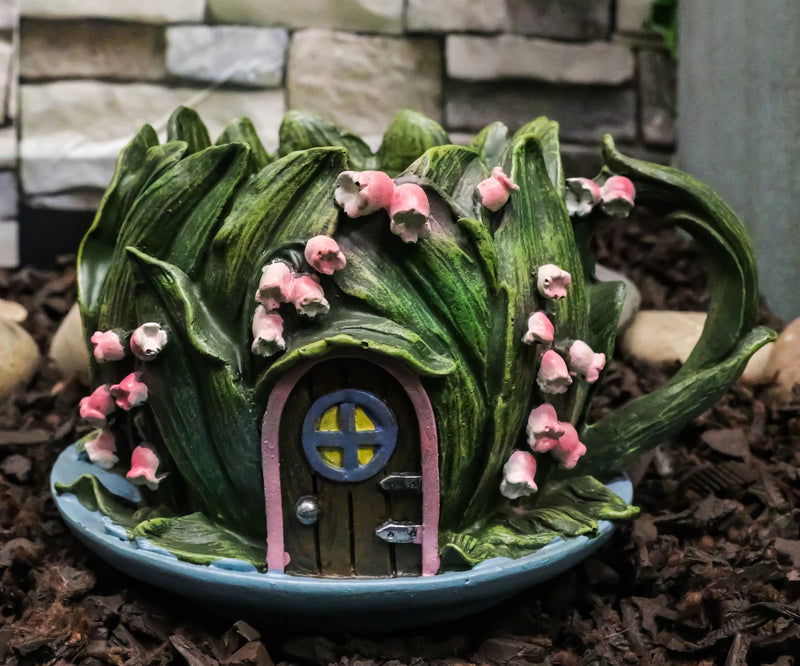 Fairy Garden Leaf Foliage Teacup Cottage House Floral Planter Vase Figurine-2