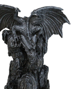 Dark Rocky Mountain Chernos Dragon Backflow Incense Tower Burner Statue-7