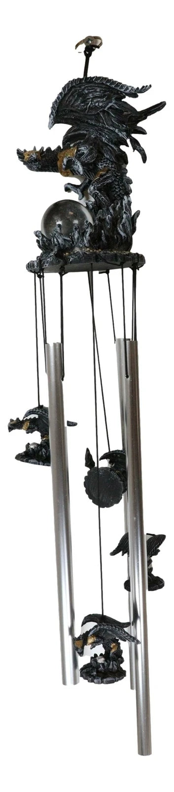 Armored Battle Dragon Crystal Sphere Resonant Relaxing Wind Chime Garden Patio-6