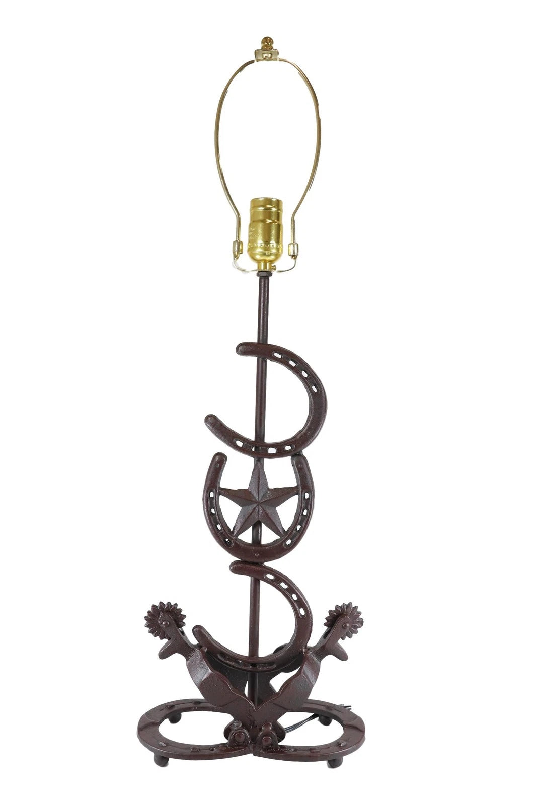 Cast Iron Western Horseshoes Base Desktop Table Lamps w/ Pine Shade 28"H-7