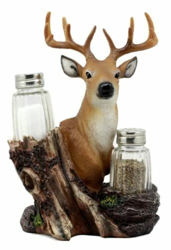 Salero y pimentero con busto de ciervo salvaje de Rustic Woodlands-3