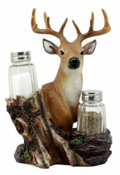 Salero y pimentero con busto de ciervo salvaje de Rustic Woodlands-3