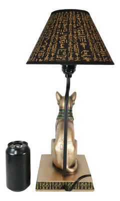 Lámpara de mesa con forma de gato Bastet, diosa egipcia del hogar, pintada en bronce-5