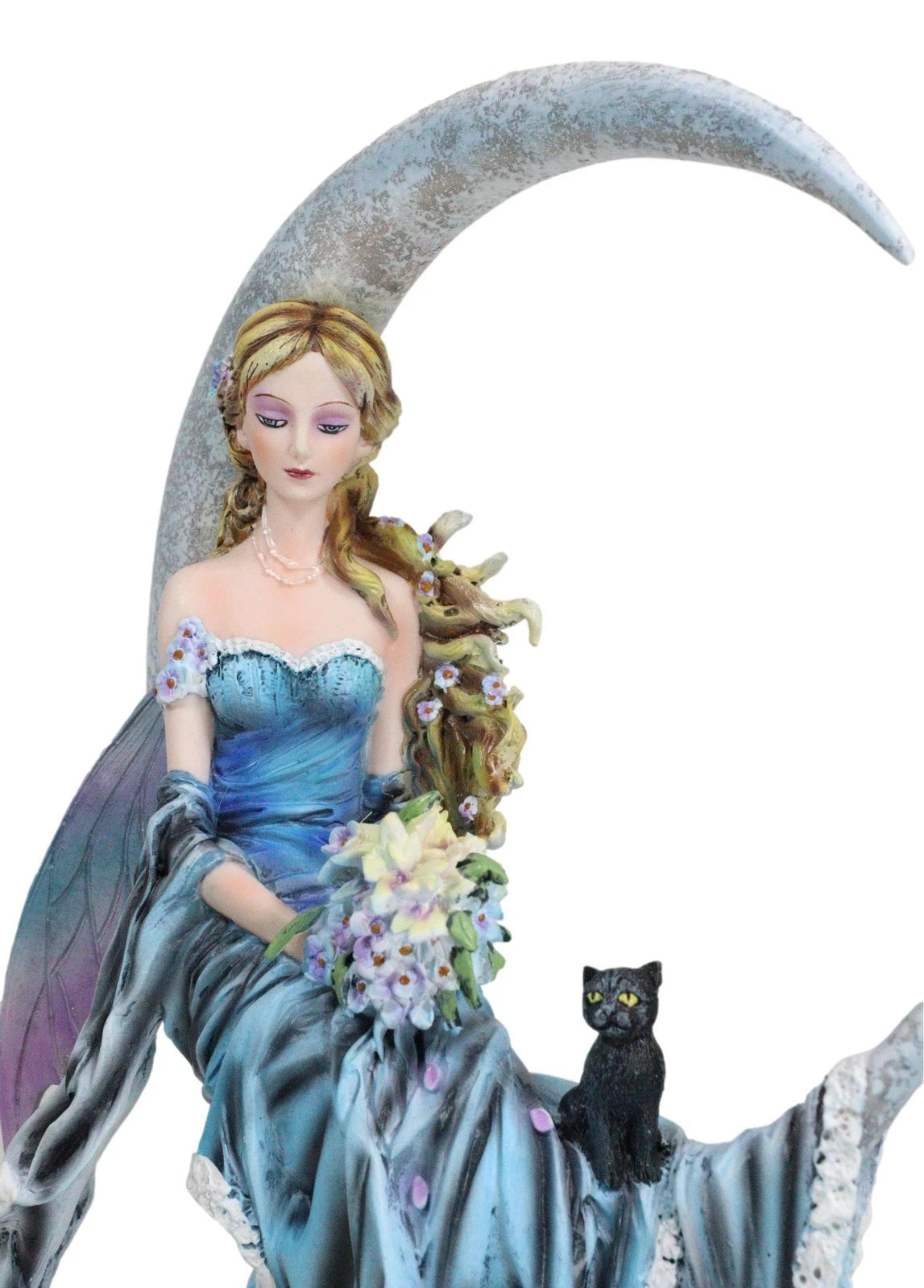 Large Celestial Moon Water Elemental Fairy Statue 11"H By Nene Thomas-5