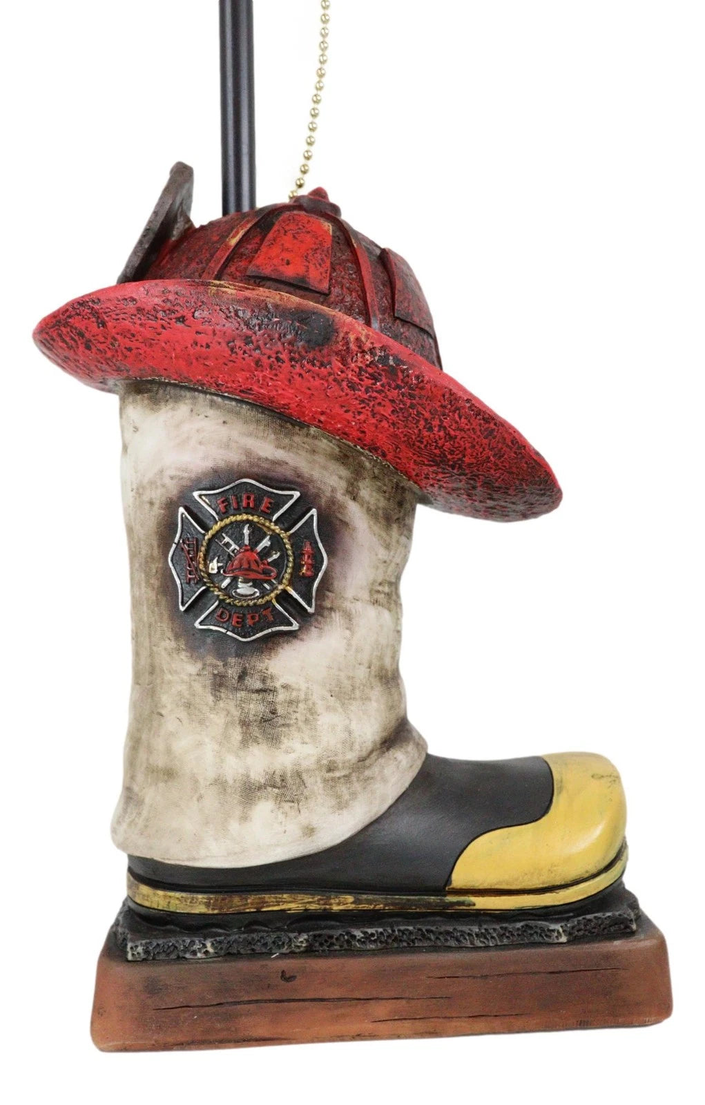 American Hero Fire Fighters Fireman Boot And Helmet Table Lamp With Laced Shade-6