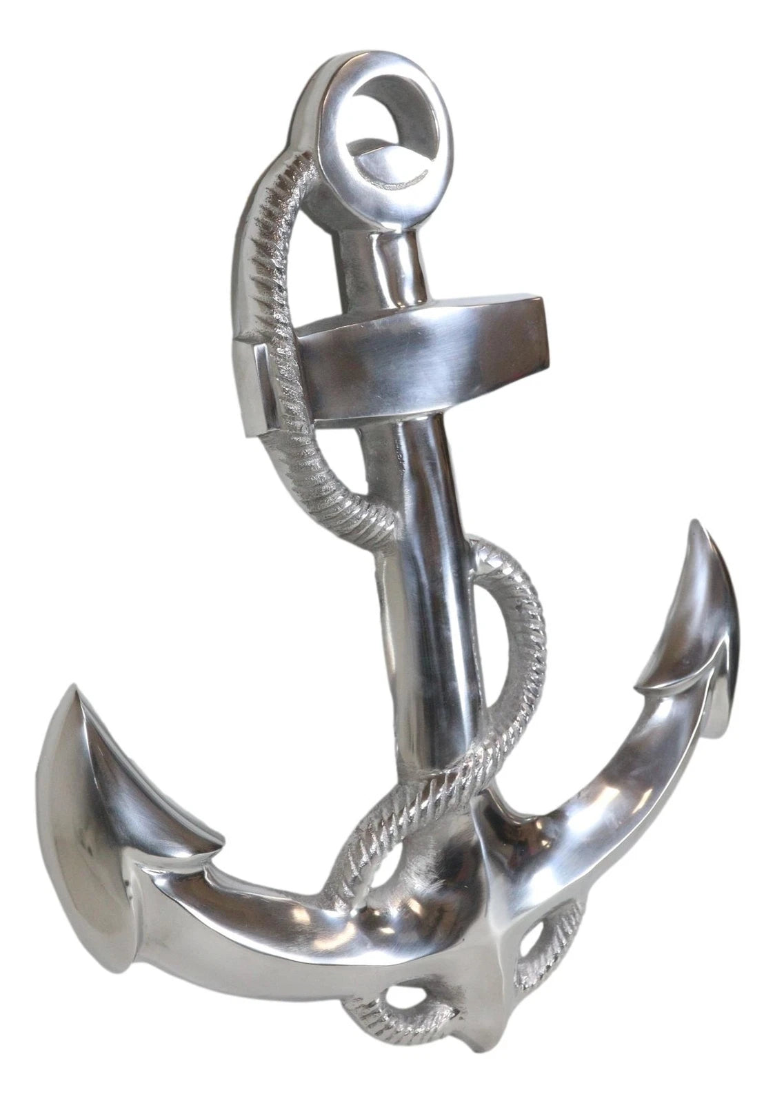 Nautical Ocean Marine Polished Aluminum Metal Ship Anchor Wall Decor Plaque 18"H-7