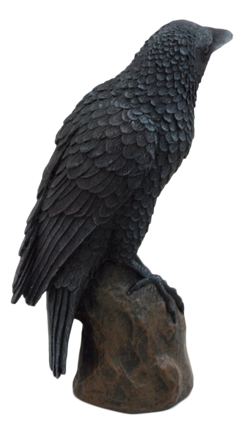 Estatua gótica de cuervo, ave carroñera posada sobre una roca, figurita de 15 cm de alto-6