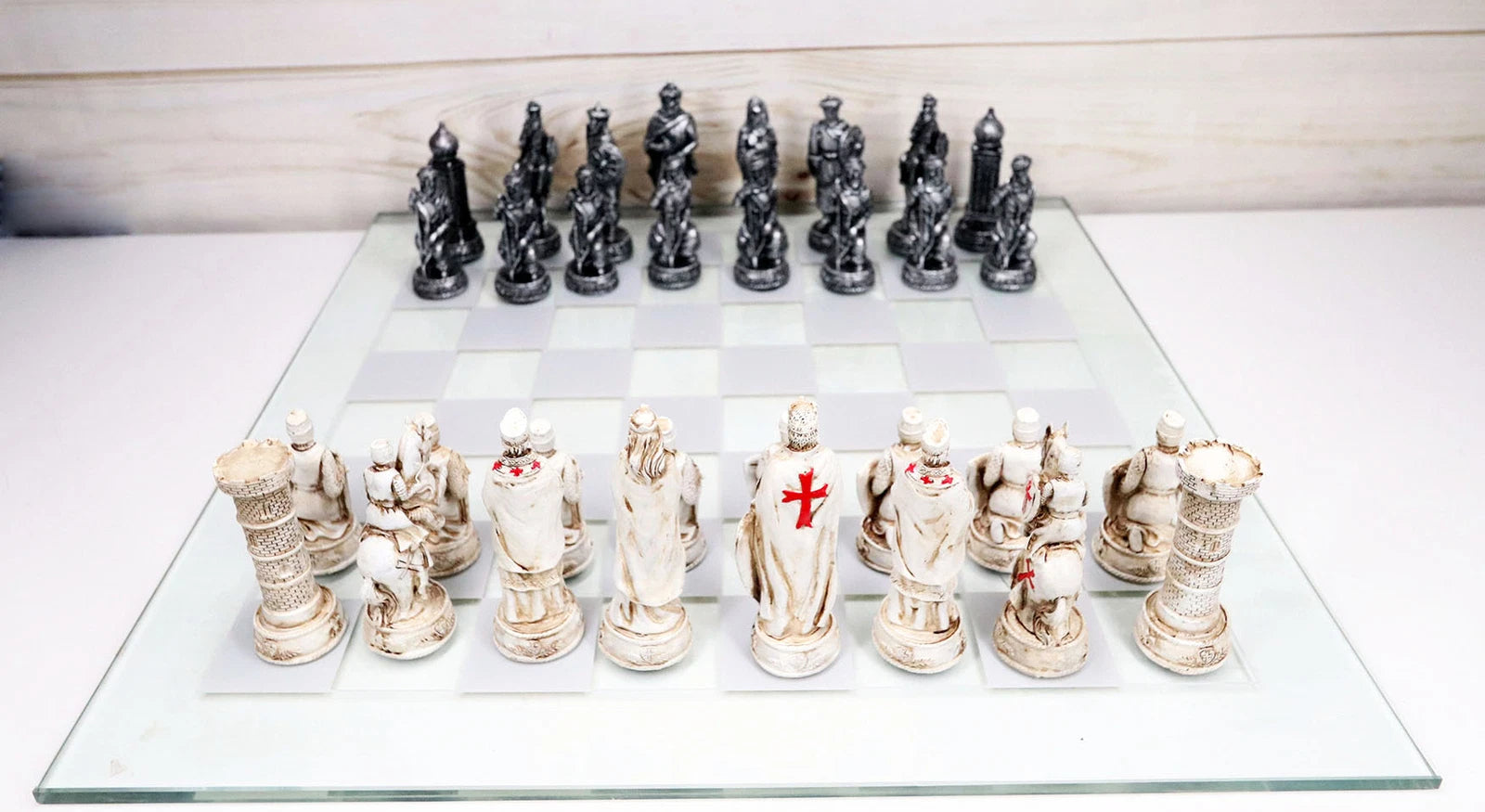 Crusader Christian Kingdom VS Ottoman Empire Chess Pieces Glass Board Set-2