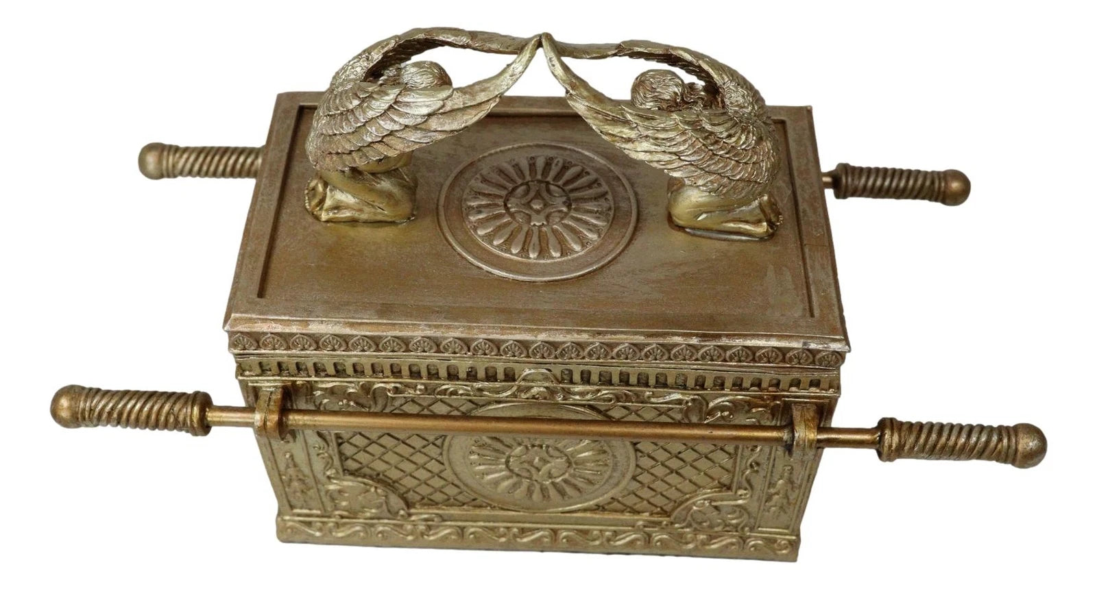 Golden Ark Of The Covenant With Cherubim Angels Decorative Box 9.5"L (1:8 Scale)-3
