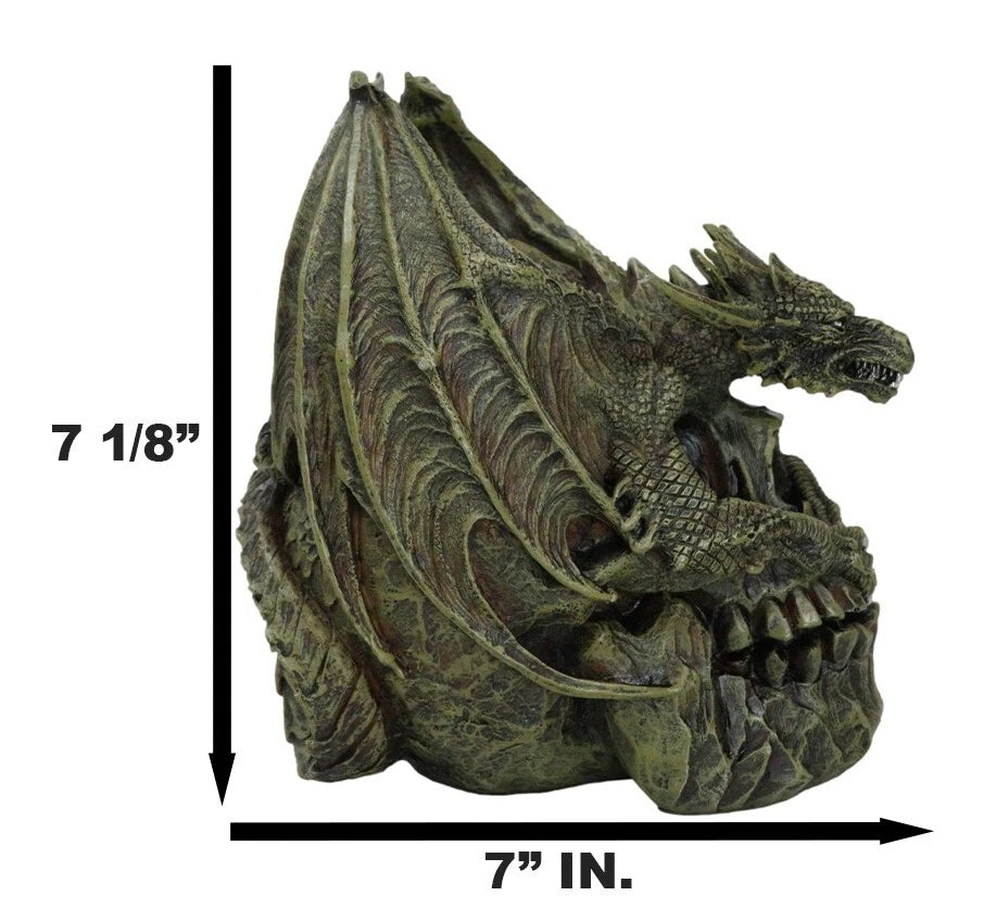 Hades Hellbringer Drogon Winged Behemoth Dragon Perching On Rocky Skull Figurine-4