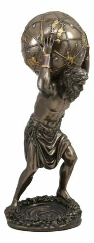Greek God Primordial Titan Atlas Holding The World Globe Statue 11.75"Tall-3