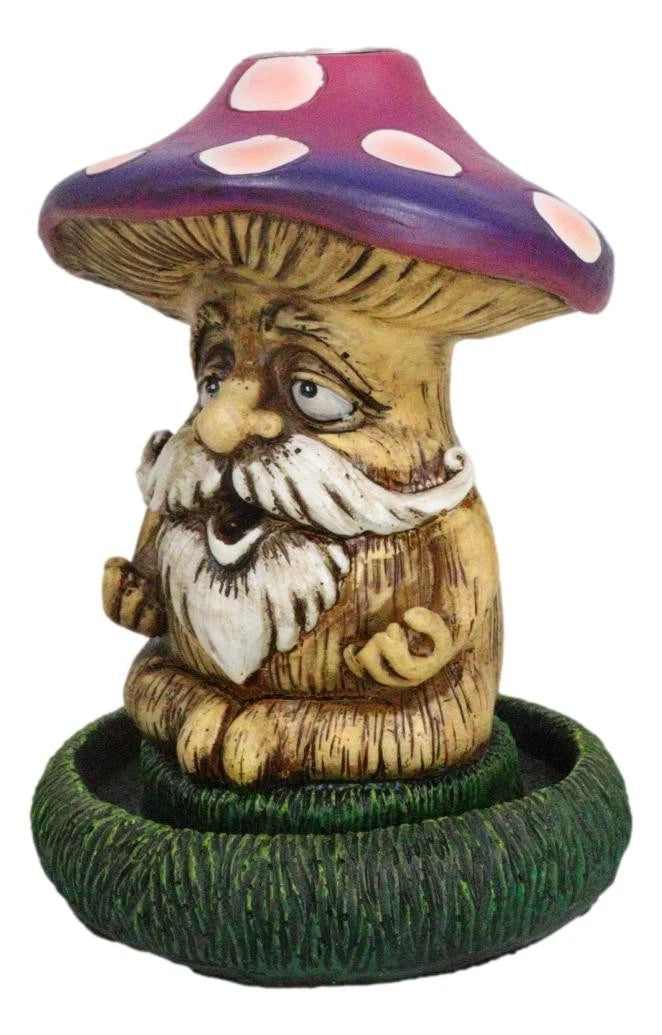Whimsical Purple Toadstool Mushroom Greenman On Greens Backflow Incense Burner-8