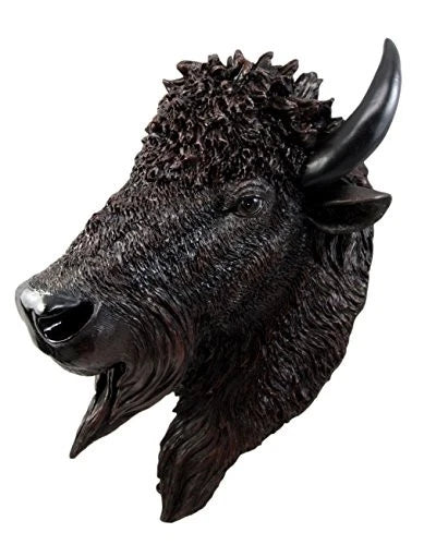 Large Bison Buffalo Hanging Wall Decor Sculpture Plaque Figurine 18.5" H-6