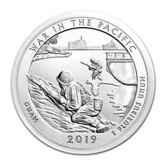 2019 $ 0,25 5 oz W Plata América la Hermosa Guerra en el Pacífico Guam-2