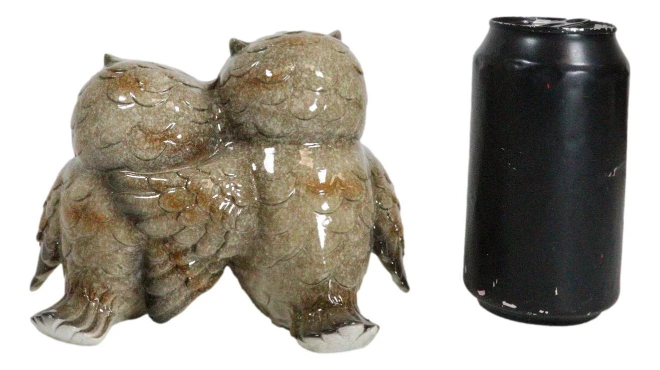 Forest Whimsical Mother Father Owls And Baby Owlet Family Trio Figurine-5