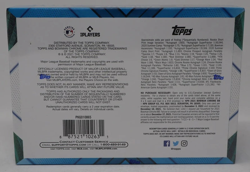 2021 Bowman Chrome Baseball Box (HTA) (3 Autos)-2