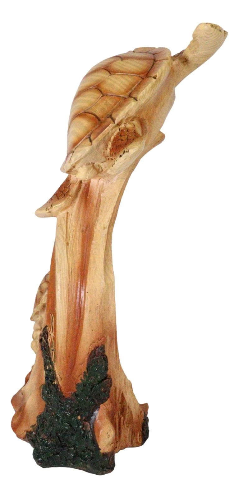 Mother and Baby Sea Turtle Decor Statue 9" Tall Faux Wood Resin Figurine-7
