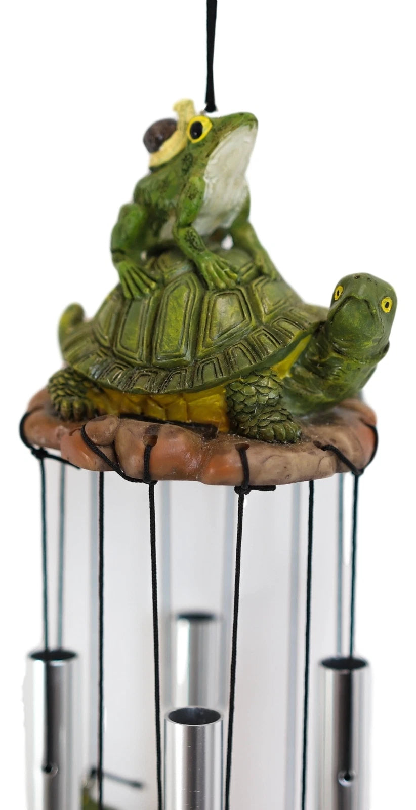 Tortoise Piggybacking Green Frog With Snail Garden Patio Wind Chime Decor-6