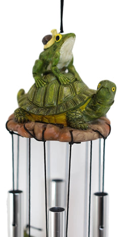 Tortoise Piggybacking Green Frog With Snail Garden Patio Wind Chime Decor-6