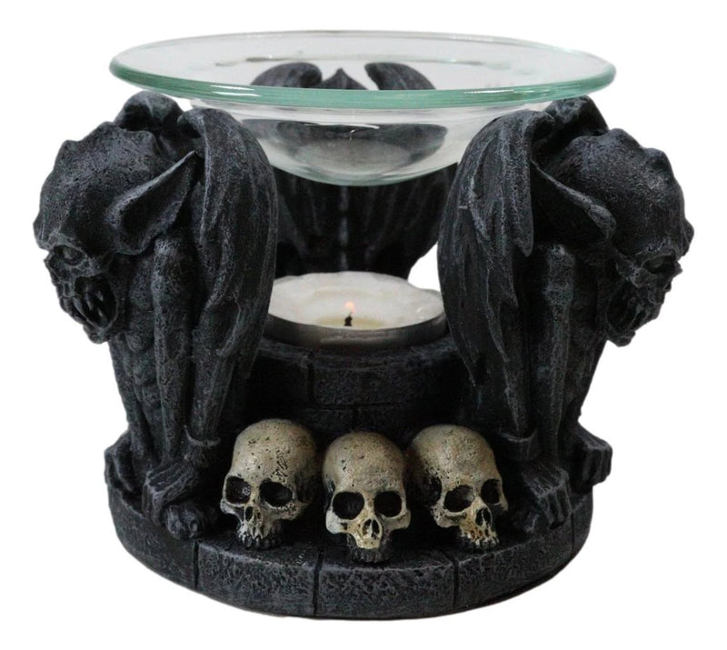Nosferatu Gothic Vampire Gargoyles With Skulls Votive Candle Heat Oil Warmer-6