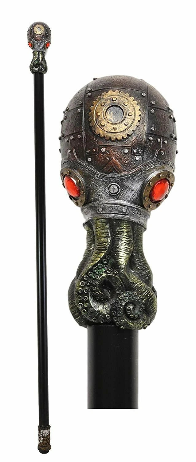 Steampunk Robotic Kraken Cthulhu Octopus Swagger Stick Cane Party Staff 38"L-5
