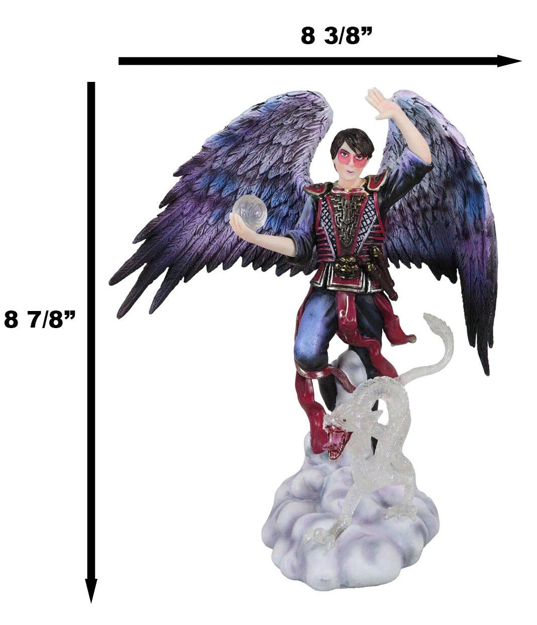 Air Elemental Magic Wizard Sorcerer Bending The Clouds W/ Acrylic Dragon Statue-7