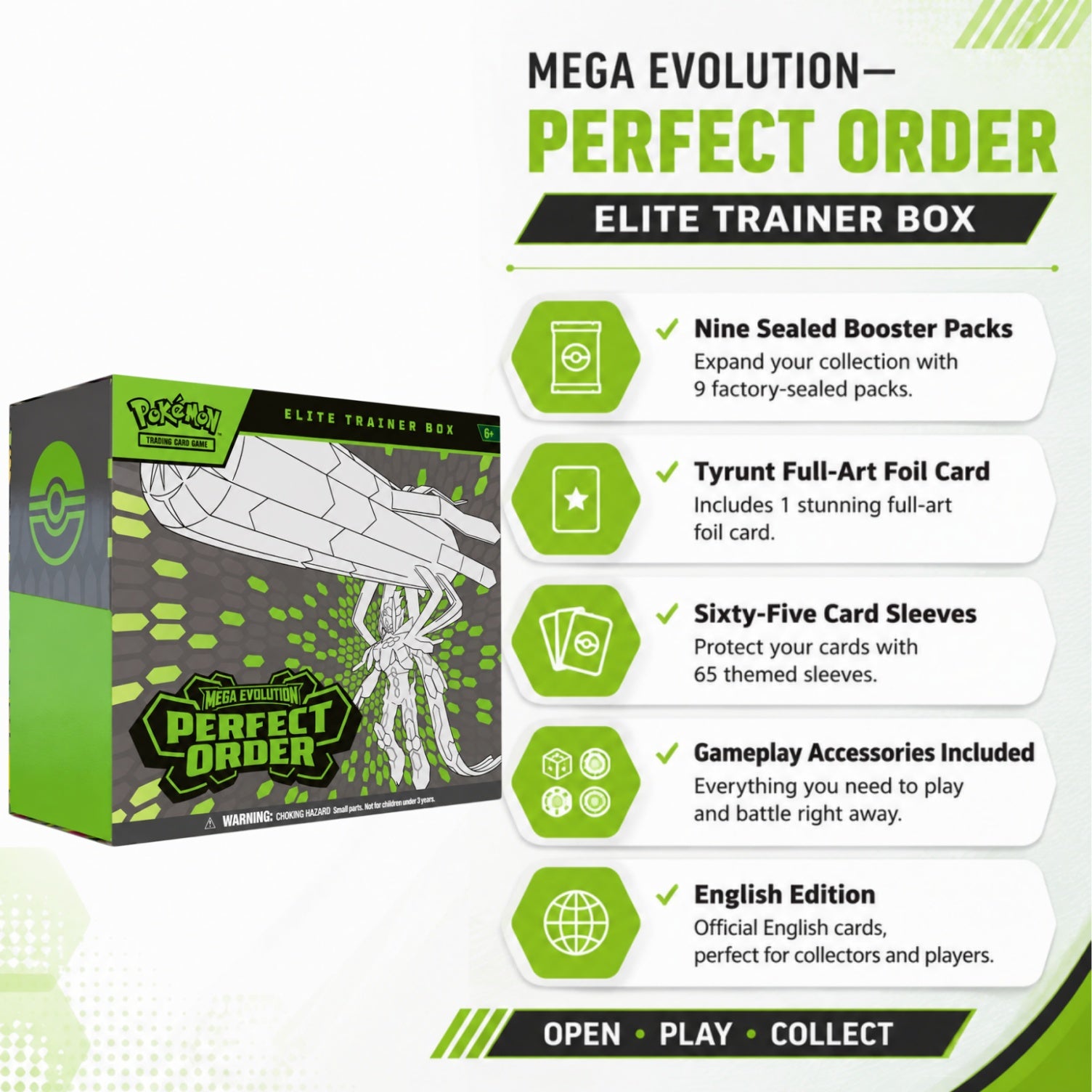 Pokémon TCG Mega Evolution Perfect Order ME3 Elite Trainer Box 9 Booster Packs Tyrunt Foil Card English Edition Factory Sealed Gift-2