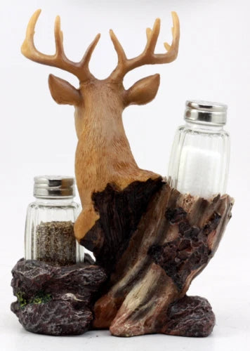 Salero y pimentero con busto de ciervo salvaje de Rustic Woodlands-5