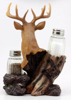 Salero y pimentero con busto de ciervo salvaje de Rustic Woodlands-5