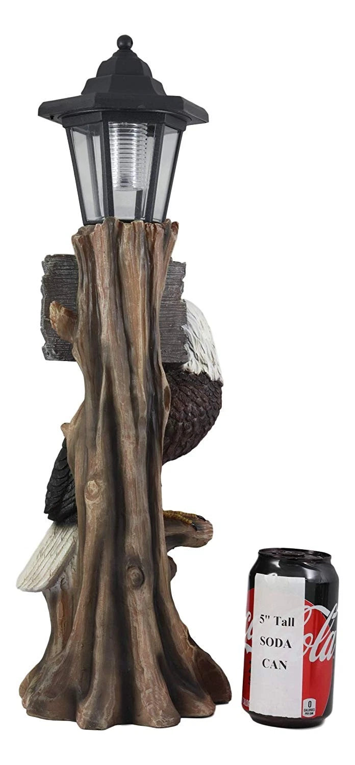 'Home of The Brave' Patriotic Eagle Night Light Statue Solar LED Lantern-4