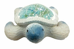 Coastal Ocean Giant Sea Turtle Decorative Figurine With Crushed Glass Shell-3