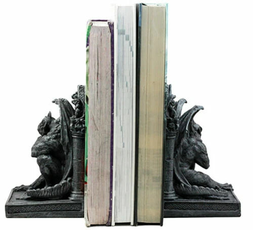 Medieval Age Gothic Sculptural The Thinker Gargoyle Bookends Figurine Set 6.25"H-7