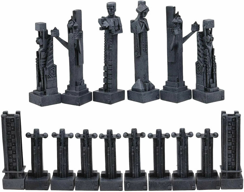 Frank Lloyd Wright Midway Gardens Sprites Resin Chess Pieces & Wooden Board Set-5