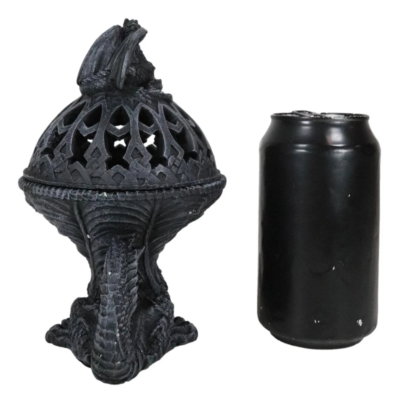 Crouching Atlas Dragon Tower Sphere Incense Burner Sculpture Figurine Faux Stone-4