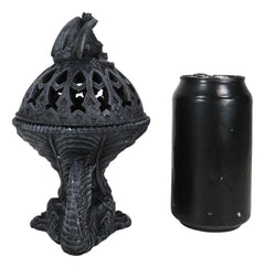 Crouching Atlas Dragon Tower Sphere Incense Burner Sculpture Figurine Faux Stone-4
