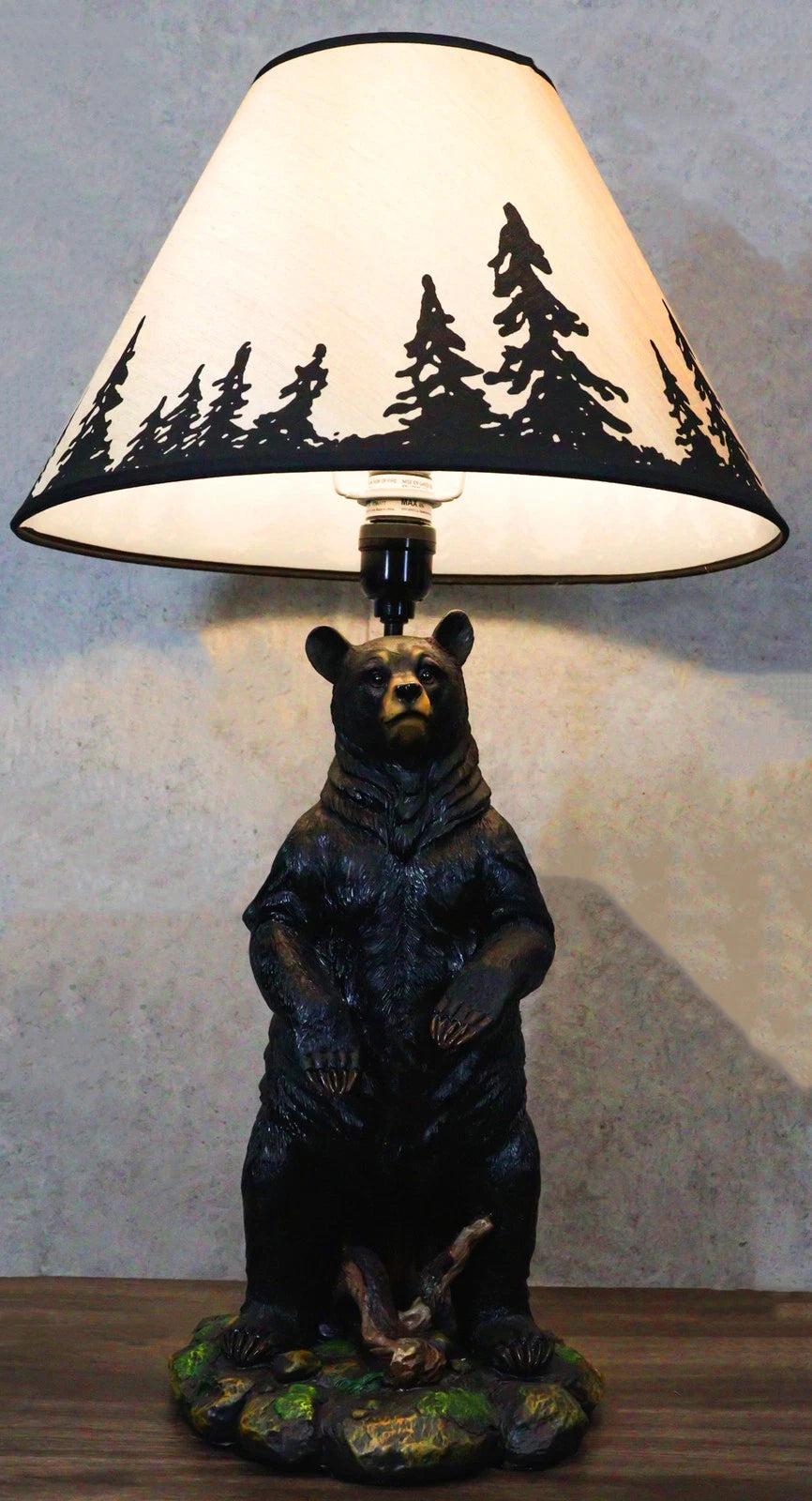 Large Standing Black Bear Surveyor Arkadius Desktop Table Lamp Decor Figurine-1
