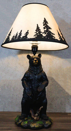 Large Standing Black Bear Surveyor Arkadius Desktop Table Lamp Decor Figurine-1
