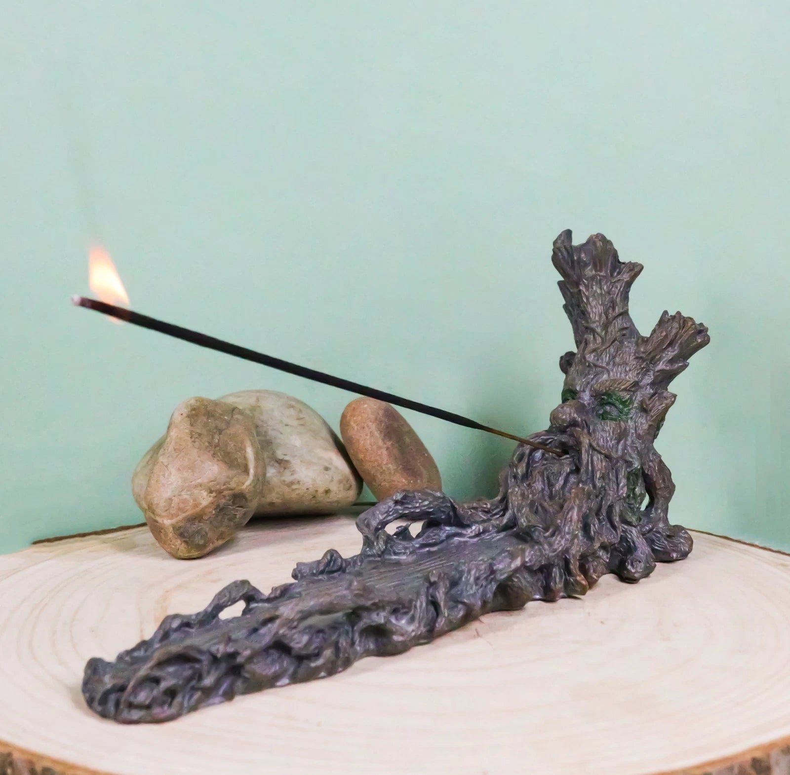 Ancient Greenman Spirit Incense Burner Holder Aroma Scent Figurine 10.5"H-1