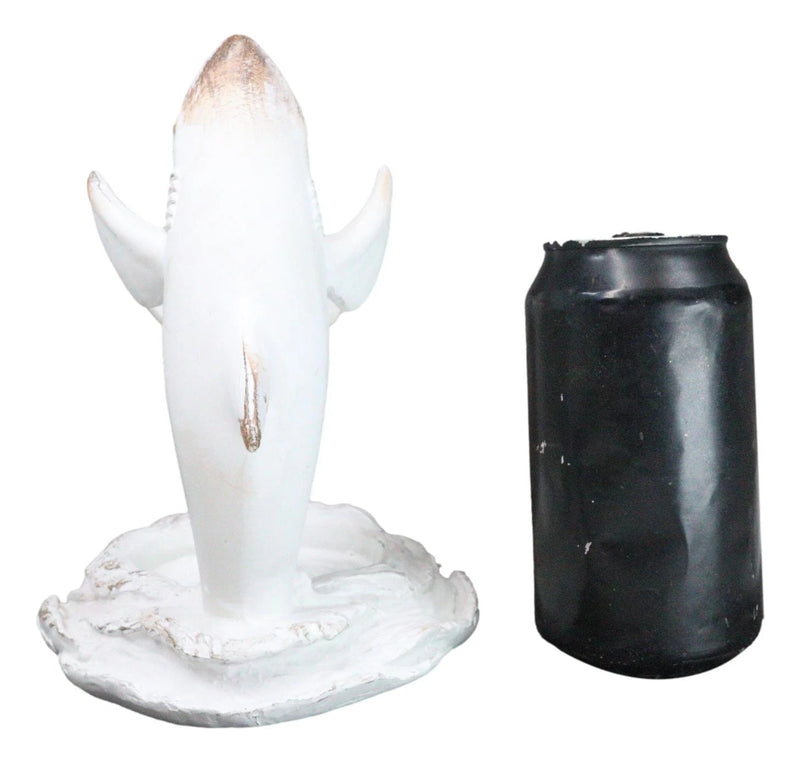 Antique White Ocean Marine Great White Sharks Rising Above Water Wine Holder-4