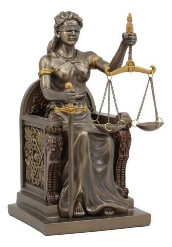 Seated Lady Justice Statue 8"Tall Greek Goddess La Justica Dike Figurine-8