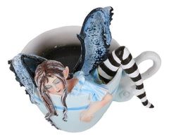 Amy Brown Teacup Latte Coffee Drunk Whimsical Fairy Figurine 5"H-6